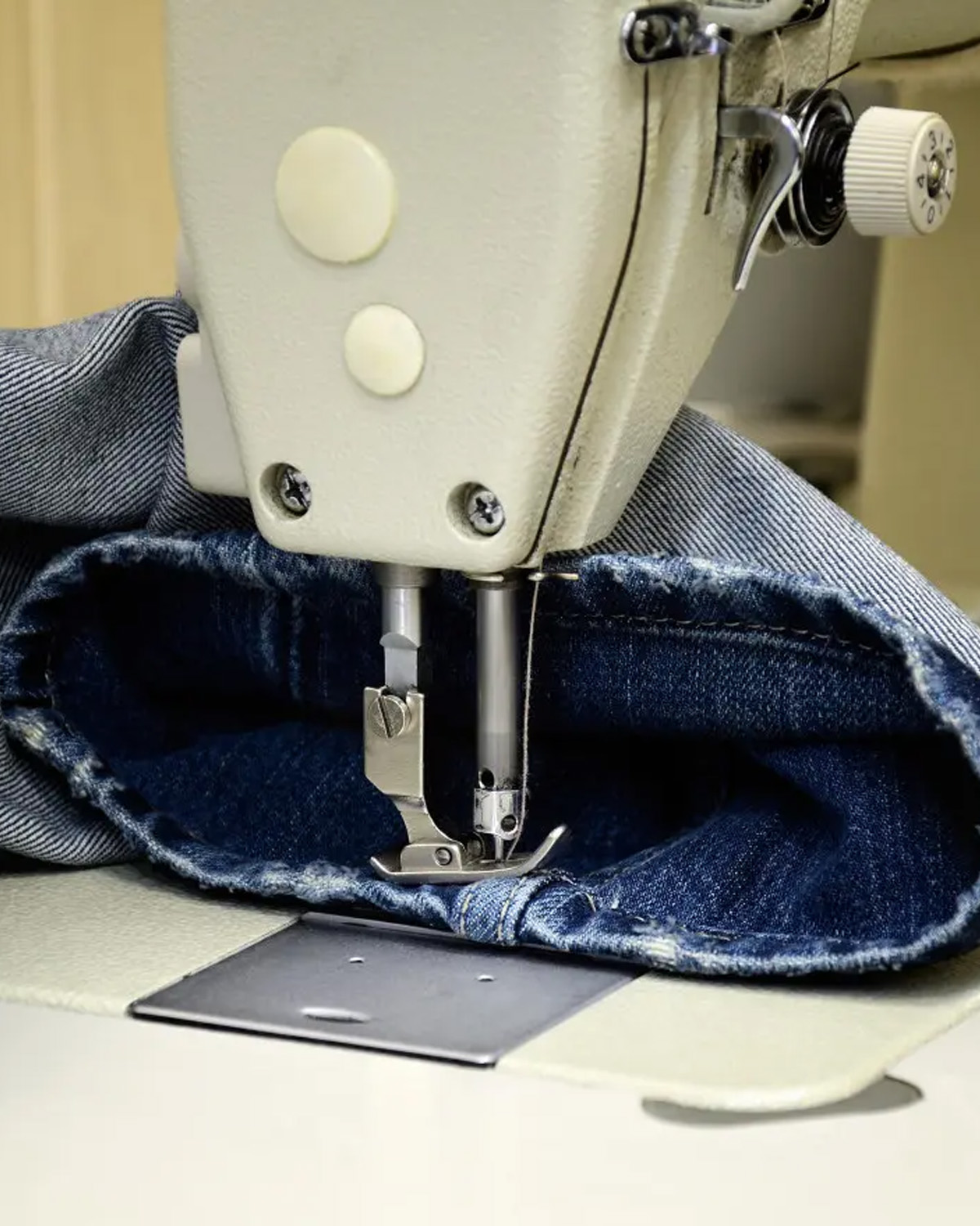 Denim garment stitching details