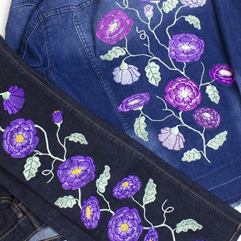Denim Embroidered