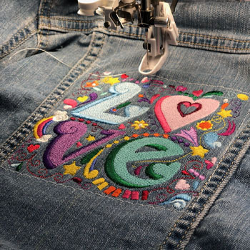 Denim Embroidered