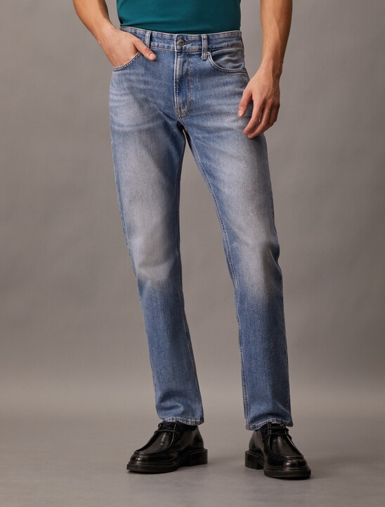 men's solid ripped denim pants with multi pockets