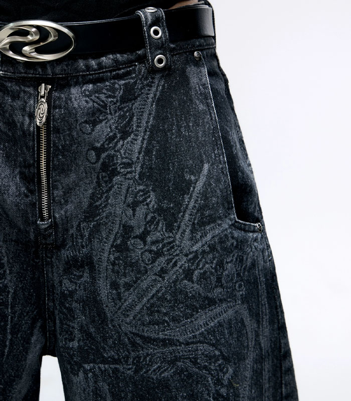 Eco-friendly Laser Cutting Burn Flower Burned Jeans