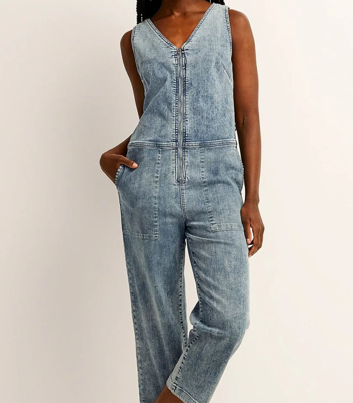 Zip closure Performance Denim Jumpsuit