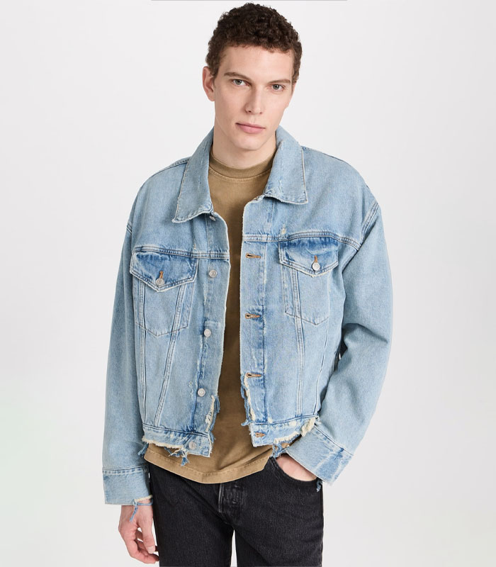 reversible washed denim jacket