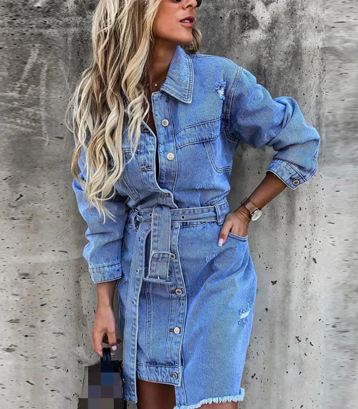 Blue Collar Buttons Down Denim Dress