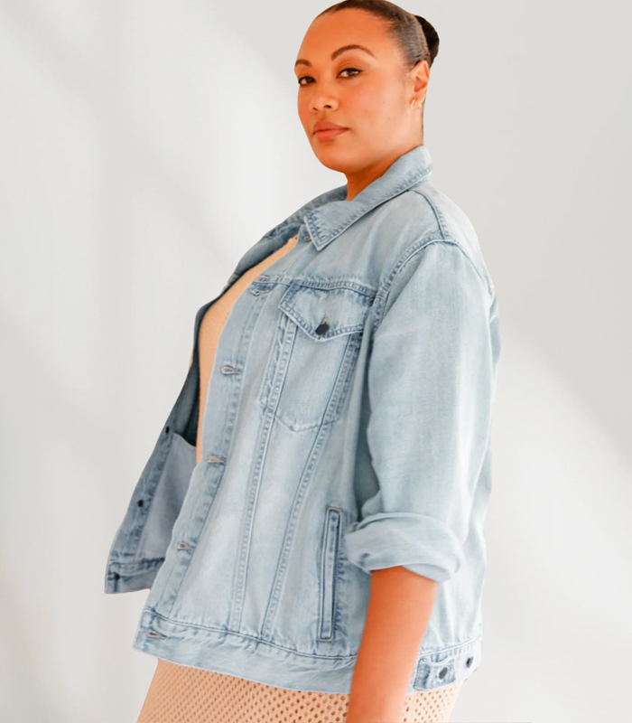 Custom plus size denim jacket for women