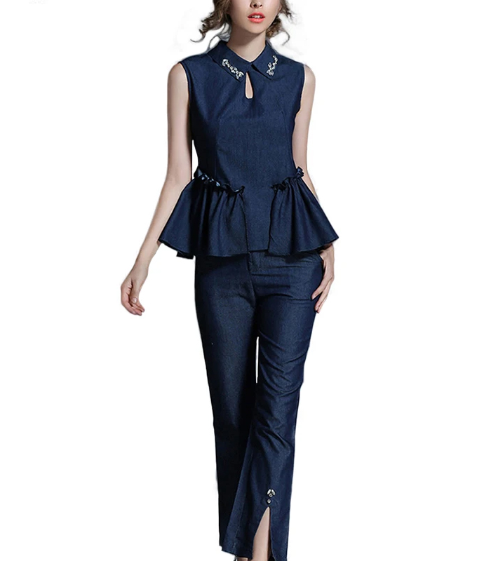 Custom Women Denim Two Piece Sets