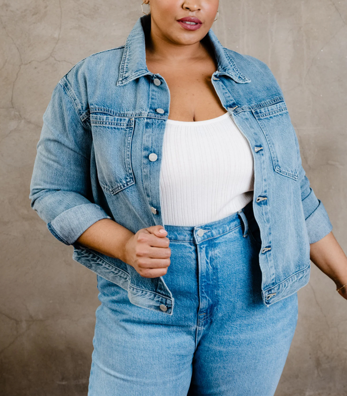 Custom Plus-Size Women's Wear Denim Cropped Jacket