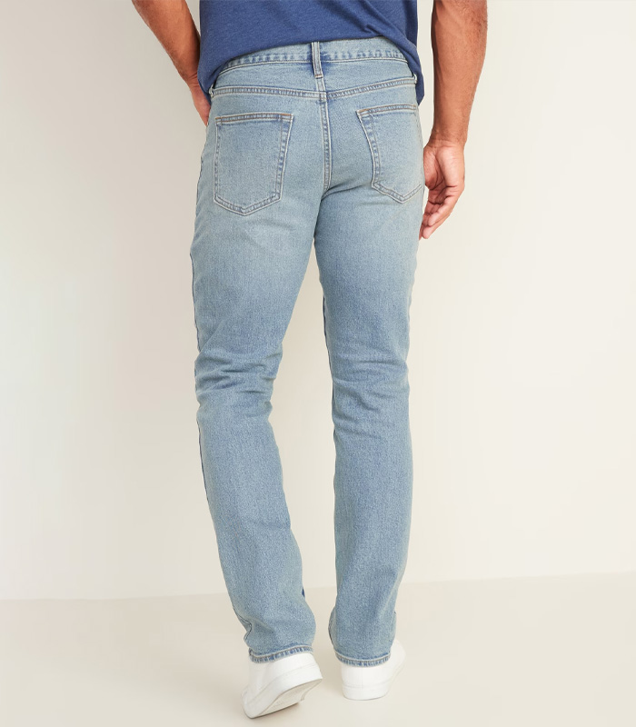 Straight Built-In Flex Light-Wash Jeans For Men