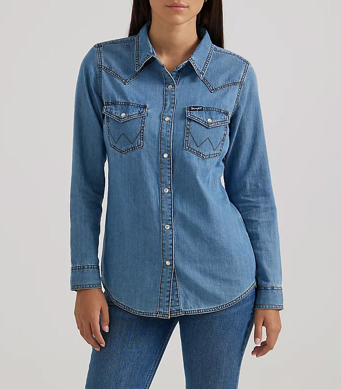 Women's Long Sleeve Western Snap Denim Shirt