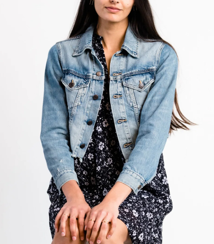 Vintage High-waisted Classic Edge Cropped Denim Jacket