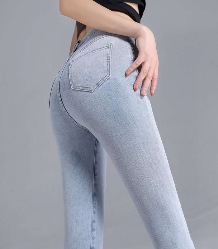 Women's skinny stretch gray jeans