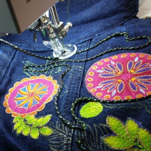 Affixed Cloth Embroidery Denim Clothing