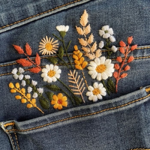 Denim Embroidered