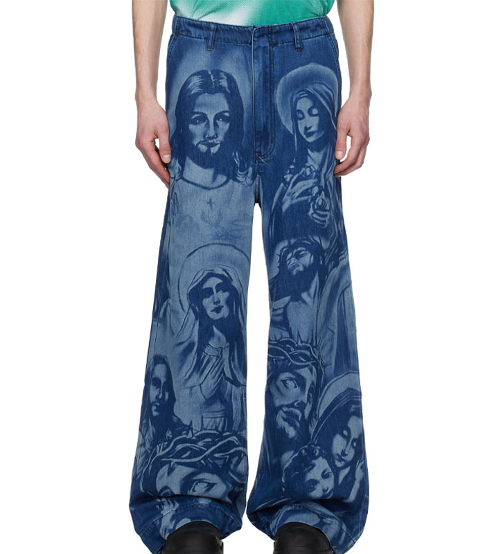 Denim Clothing Laser Engraving Pattern Pants