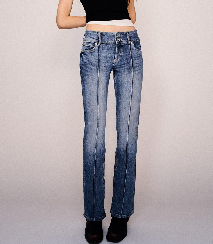 Low-rise boot-cut jeans