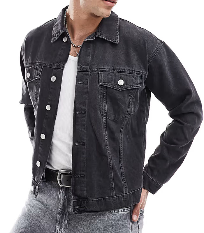 Mens denim jacket acid wash oversized
