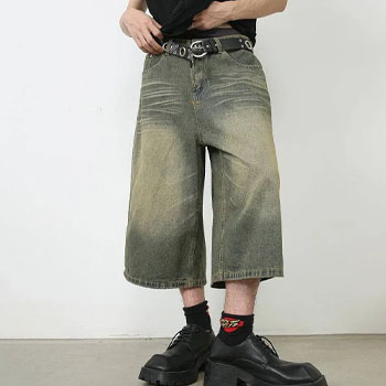 Monkey Wash Longline Wide Leg Jeans 