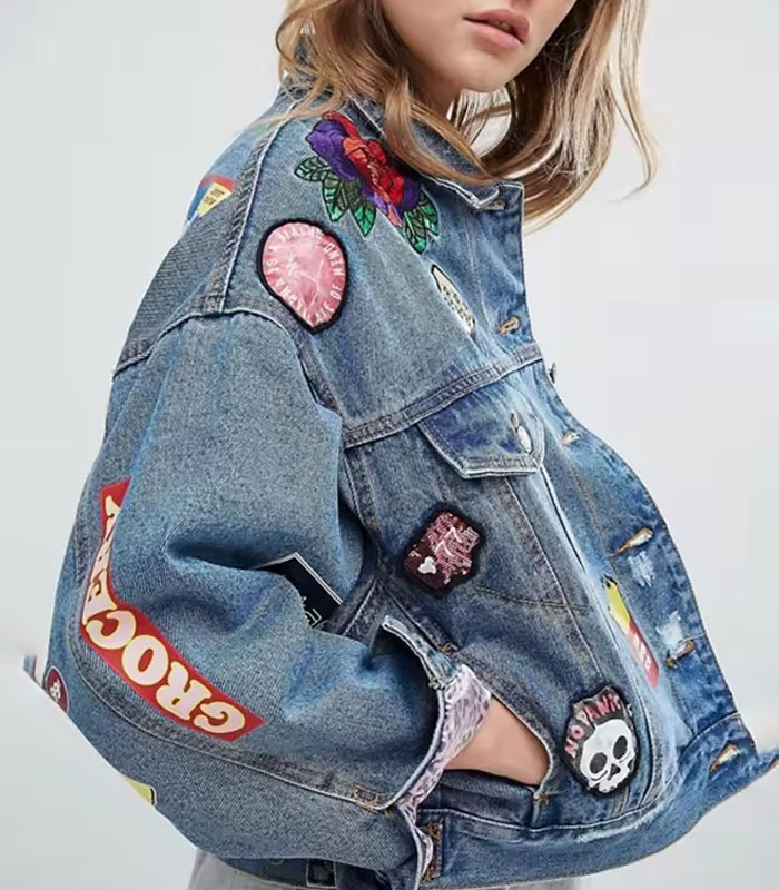 Oversize Badges Women Embroidery Denim Jacket