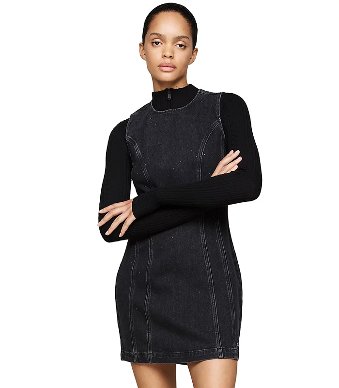 Women's Embellished Sleeveless Denim Dress