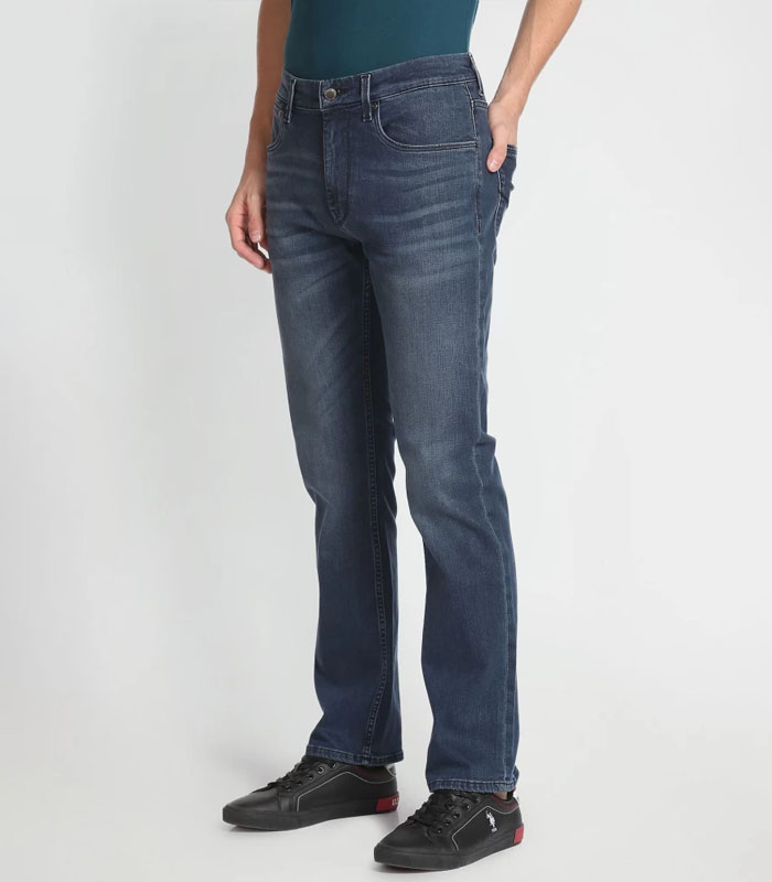 new fashion men's denim denim cotton pants boys straight stretch pants business casual