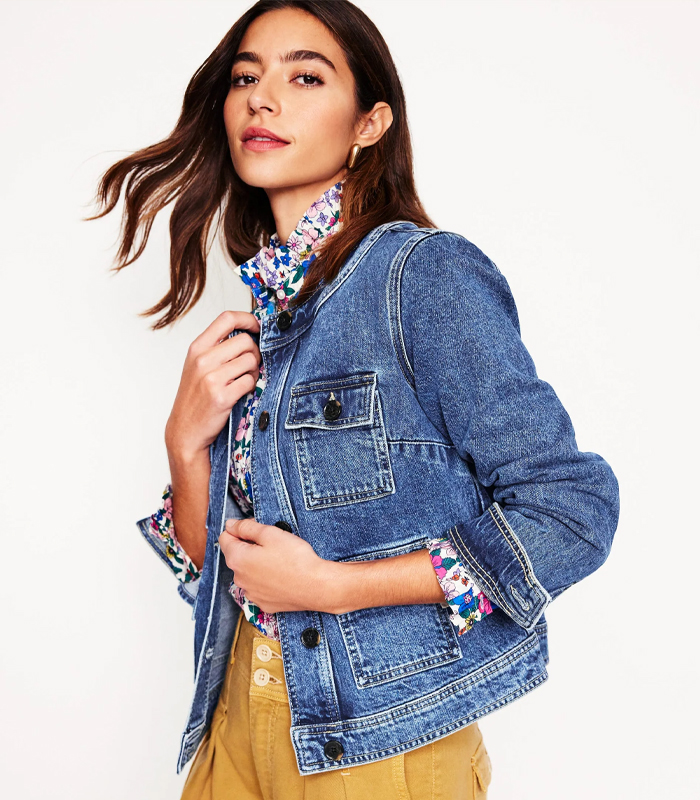 Custom Denim Collarless Casual Jacket