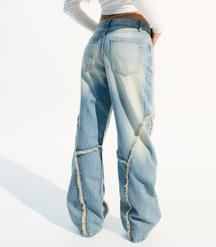 custom Baggy with fringing jeans