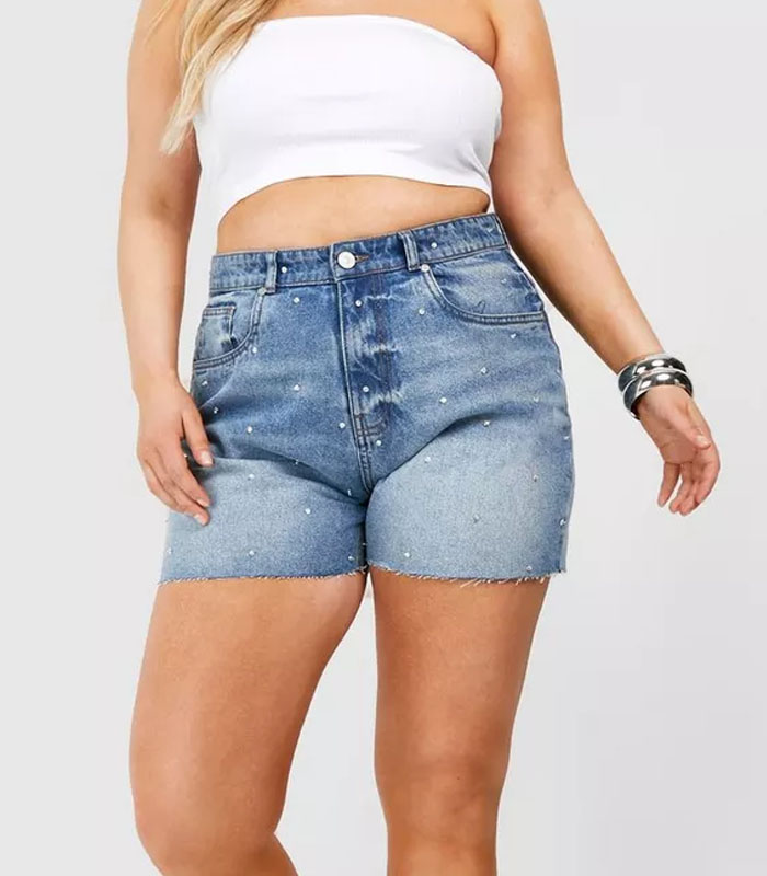 Custom Plus Diamante Denim Short