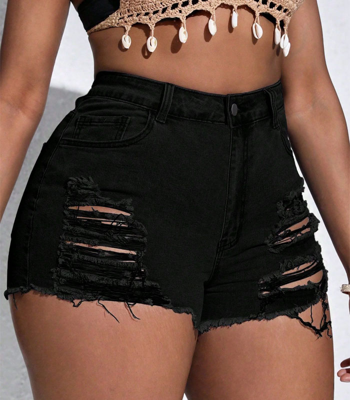 custom denim shorts black women