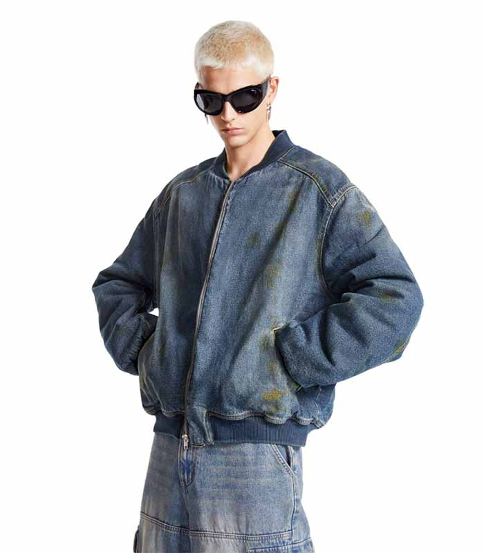 100% Cotton Men Street Style Washed Loose Denim Jacket