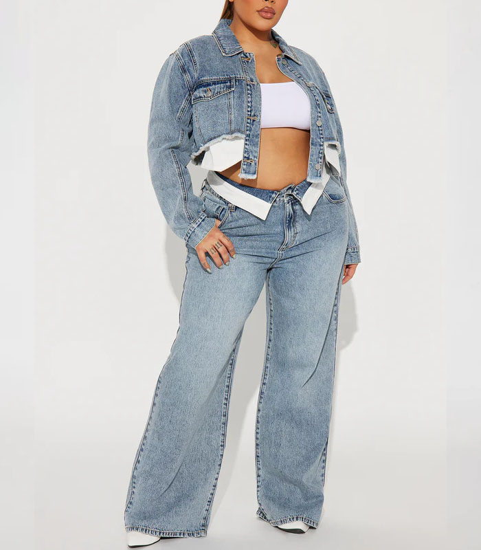 Plus-size clothes denim set for women