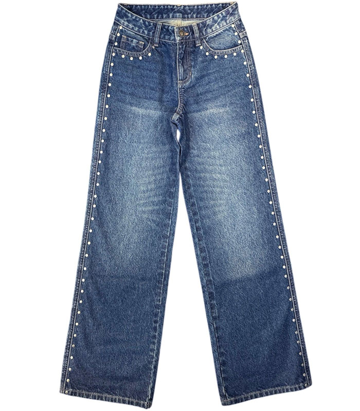 Metal studs & rhinestone denim