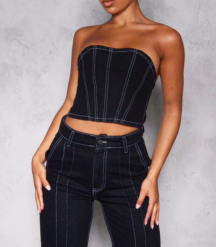 Denim Corset Top Black