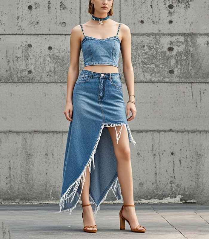 Asymmetrical Denim Skirt