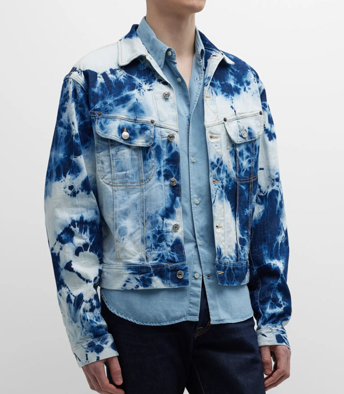 tie dye denim jacket for men with full customizati