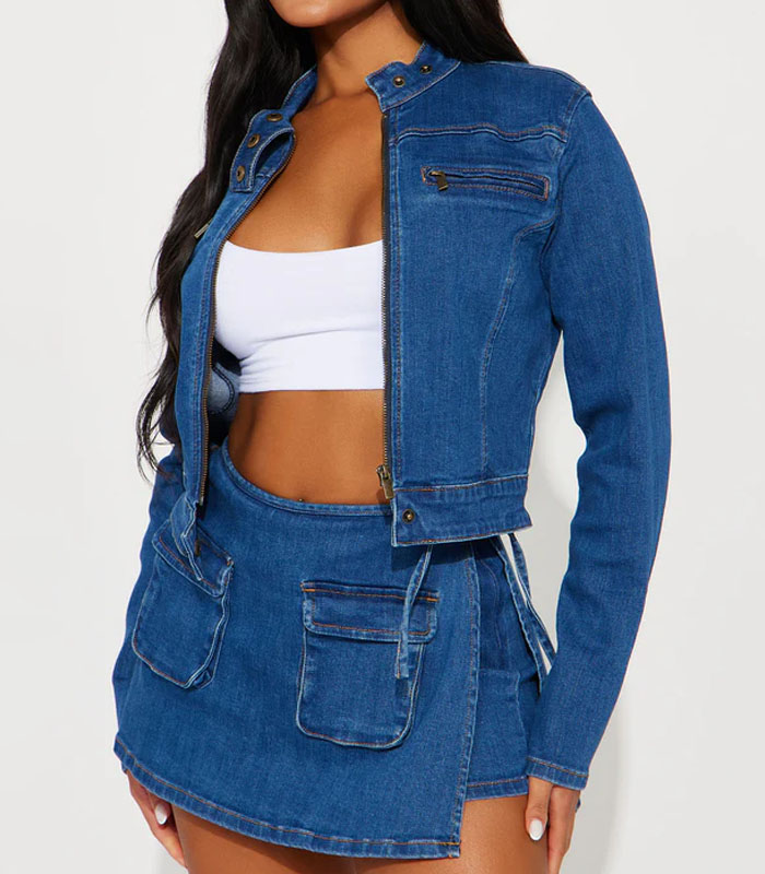 Medium Wash Stay Chic Denim Skort Set