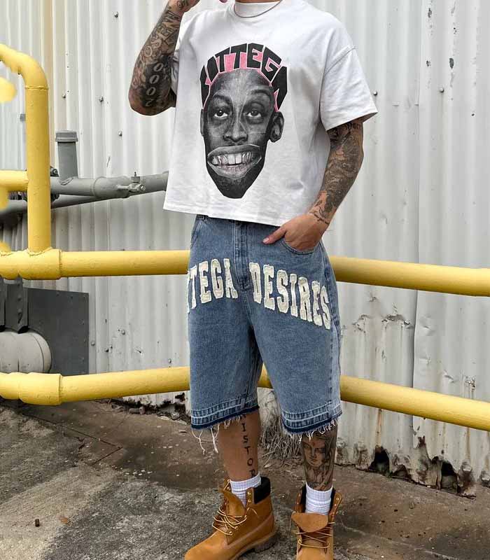 Streetwear New Shorts Harajuku Hip-hop Letter Patch Denim Shorts Men Women Retro Fashion