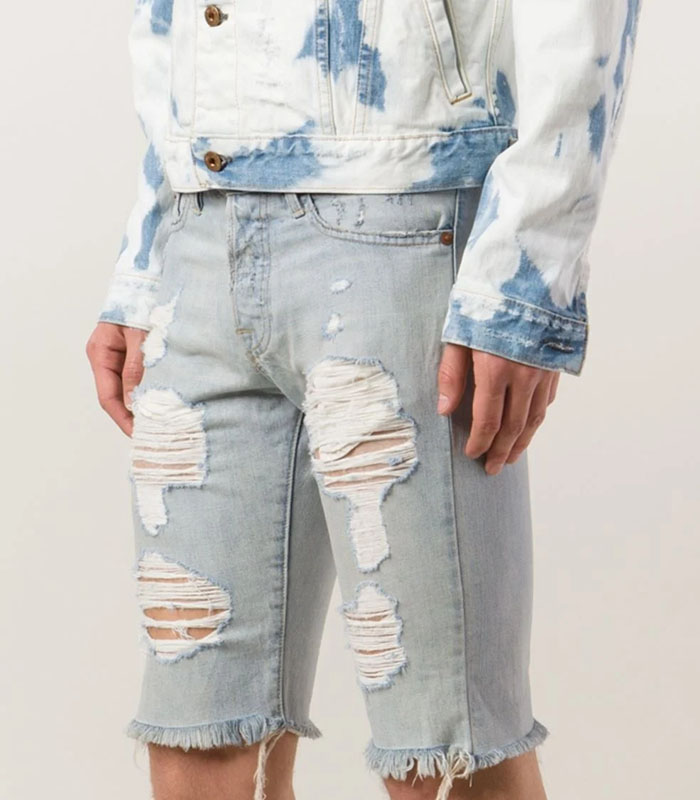 Men distressed denim shorts