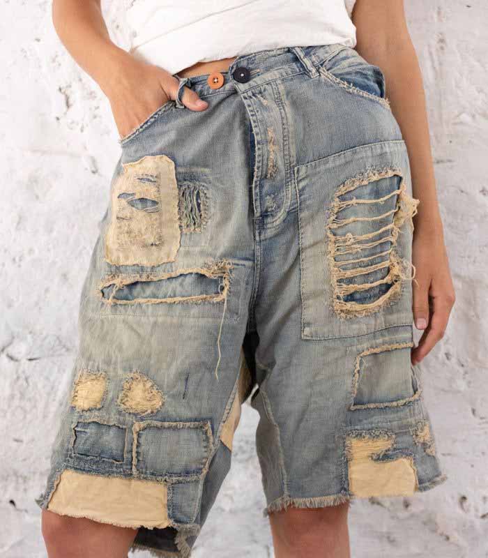 denim tassels shorts women