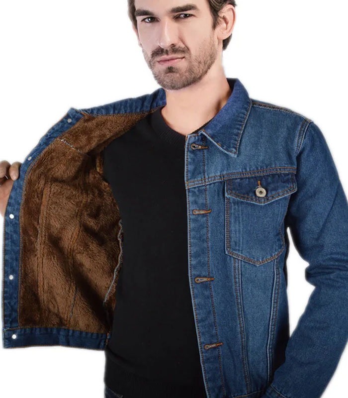 Men denim jacket warm