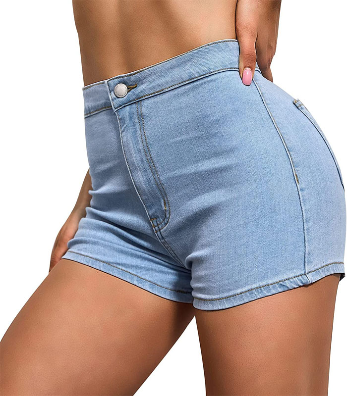 stretch denim shorts