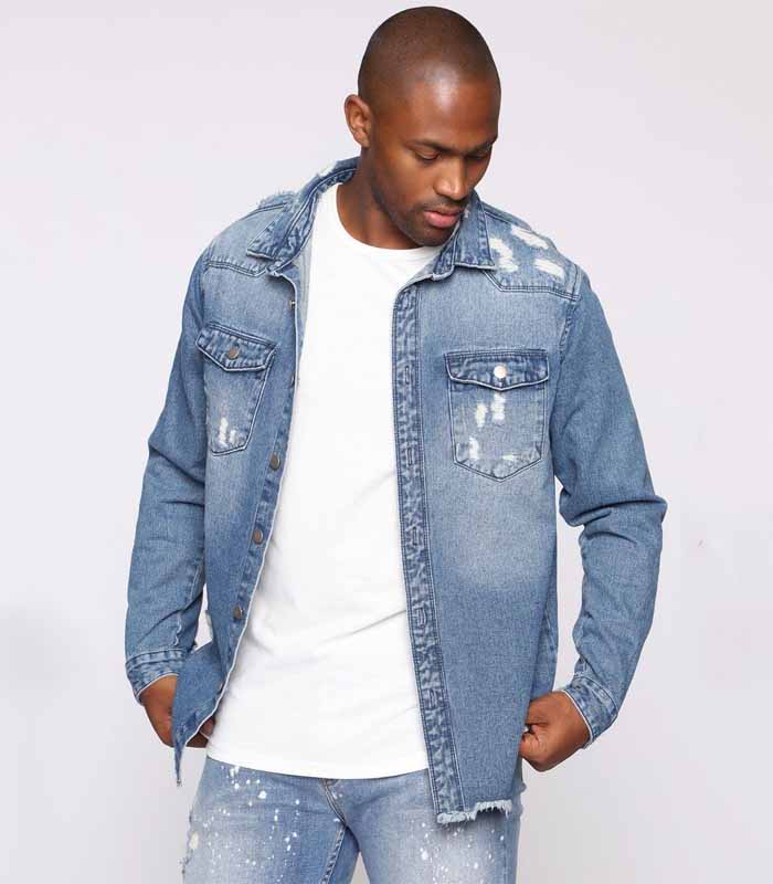 Ripped Denim Shirt