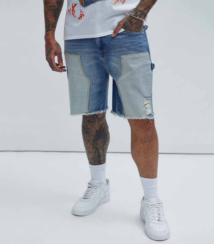 Custom Men’s Patchwork Denim Shorts