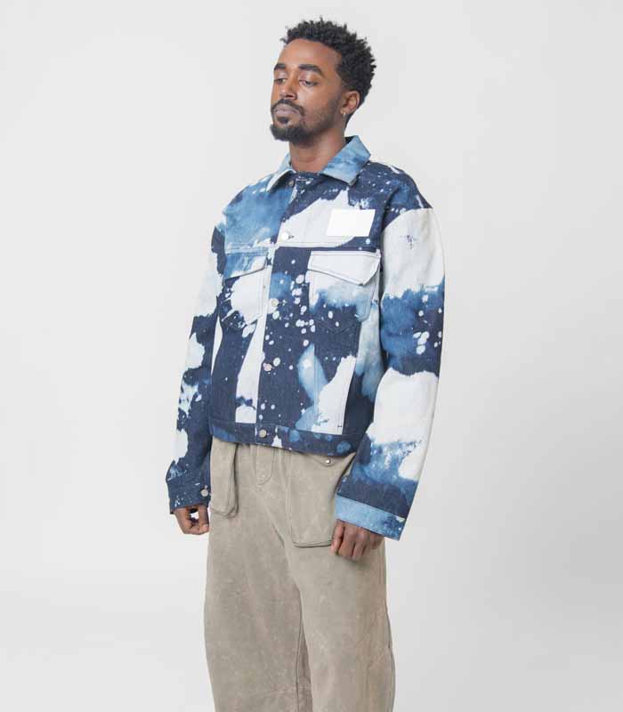 Hand Bleached Denim Jacket Blue