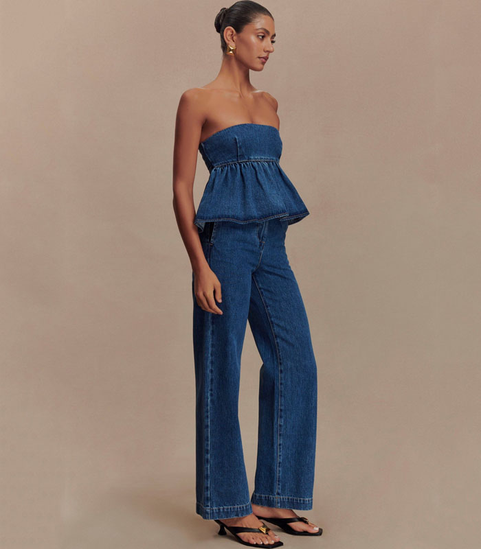 Denim peplum top