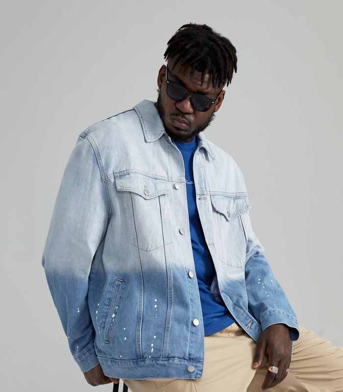 Men Print Flap Pocket Denim Jacket