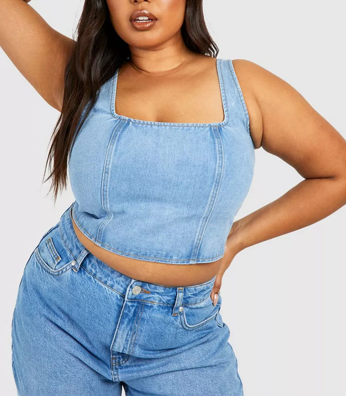 Denim corset top plus size