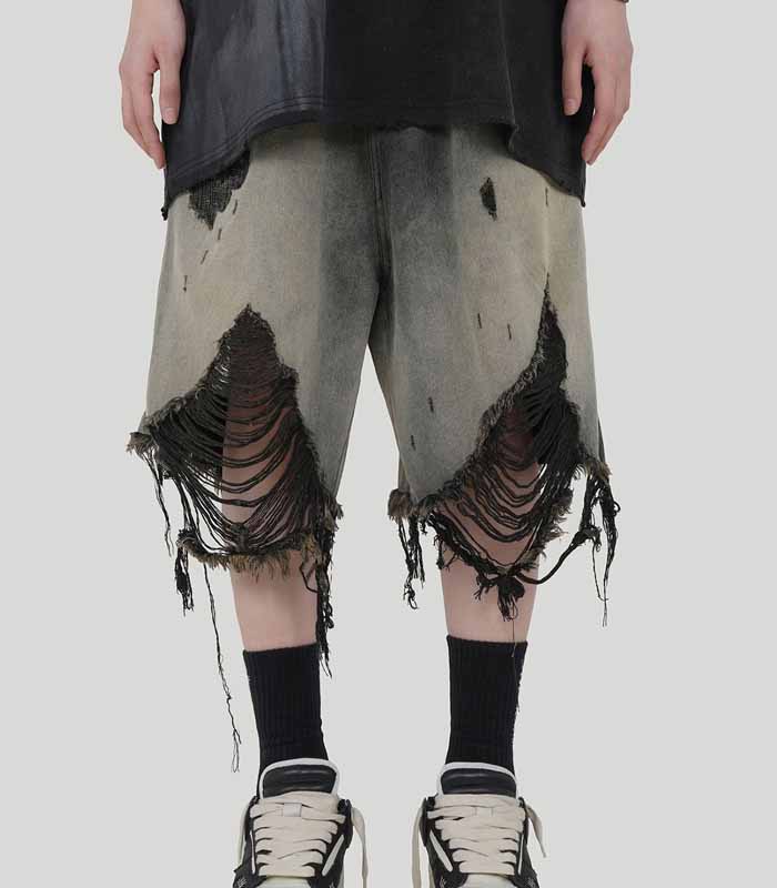 UNDERWATER Ripped Jeans Shorts Dust Grey