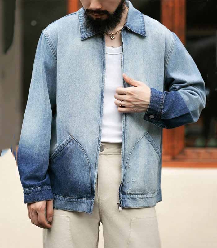 Men  Zip Up Denim Jacket