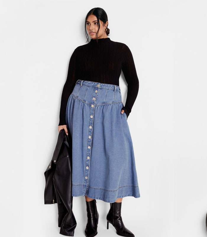 plus size denim skirt