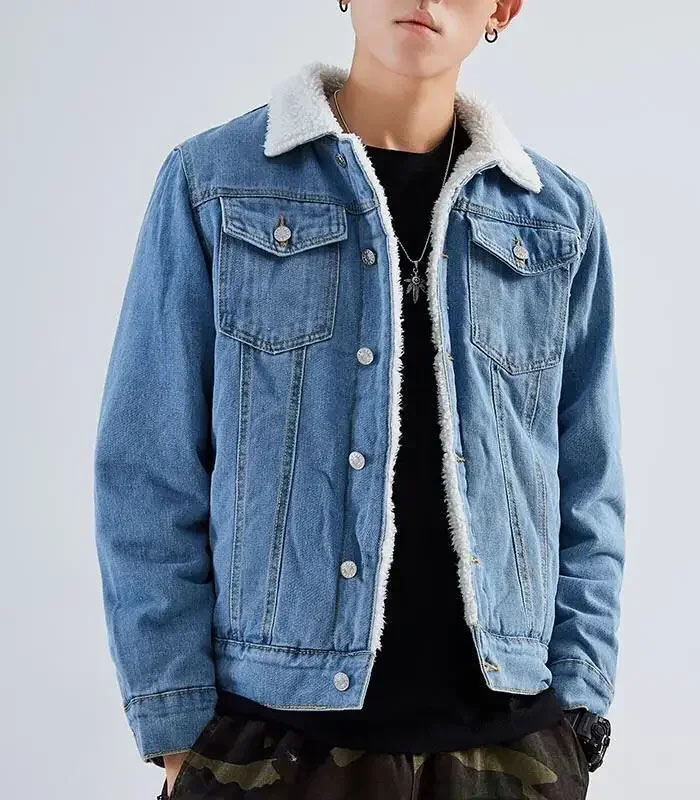 Custom wintertime warm denim jacket